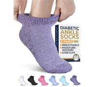 Pembrook Diabetiker-Knöchelsocken für Damen und Herren, niedrig geschnitten, nahtlos, Diabetiker-Socken für Herren, leuchtende Farben, 1-6er-Pack, Größe M