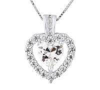 Pendentif Solitaire COEUR Oxydes de zirconium Joaillerie Argent 925 Livré avec Chaîne Offerte Einheitsgröße