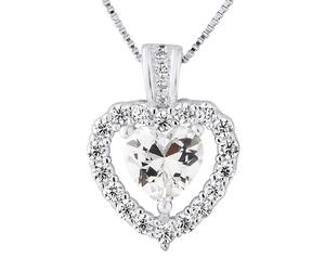 Pendentif Solitaire COEUR Oxydes de zirconium Joaillerie Argent 925 Livré avec Chaîne Offerte Einheitsgröße