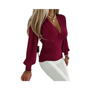 Pendler Dame Elegante Geometrische Drucken Blusen Frühling Tiefem V-Ausschnitt Hohl Schlank Enge Tops Pullover Herbst Langarm Frauen Shirts