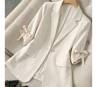 Pendler-Stil Mode vielseitig schmal geschnittener Blazer mit Schleife in Apricot, 3/4-Ärmel, leicht, Frühling/Sommer Apricot Damenblazer, eleganter Fr