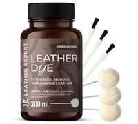 Penetrating Leather Dye - Lederfarbe Dark Brown 300 ml - Ideal zum Schuhe, Handtaschen und Accessoires - inkl. Applikator & Pinsel - Schuhfarbe für Wildleder, Nubuk- und Anilinleder (16 Farben)