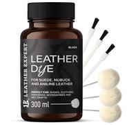 Penetrating Leather Dye - Lederfarbe Schwarz 300 ml - Ideal zum Schuhe, Handtaschen und Accessoires - inkl. 3x Applikator & 3x Pinsel - Schuhfarbe für Wildleder, Nubuk- und Anilinleder (16 Farben)