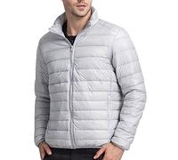 PengGeng Herren Daunenjacke Wattierte Jacke Steppjacke Winterjacke Übergangs Jacke Mit Stehkragen Hellgrau XL