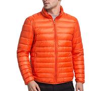 PengGeng Herren Daunenjacke Wattierte Jacke Steppjacke Winterjacke Übergangs Jacke Mit Stehkragen Orange XXL