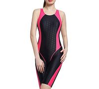 PengGengA Bademode Damen Sport Badeanzüge Einteiler Badeanzug Mit Längerem Bein Schwimmanzug Schwarz Rose 3XL