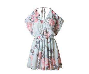 PengGengA Damen Boho Freizeit Jumpsuit Sling Schlauchoberseite Backless Kurz Strand Blumenmuster Trägerlos Spielanzug Overall 0326 Hellblau S