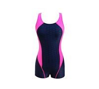 PengGengA Damen Sport Badeanzug Schwimmanzug Mit Bein/Boyleg Damen Badeanzug Einteiliger Schwimmanzug Dunkelblau 3XL