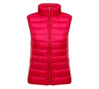 Pengniao Leichte Daunenweste Damen Steppweste Leicht Ärmellose Daunen Weste Damen Dünne Übergröße Ultraleicht Light Daunenjacke Ärmellos Daunenmantel Steppjacke Ultraleichte Große Größen Winter Rot L