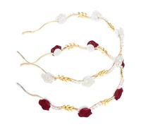 PENIKOKO 2 Stück Teiliges Rosen Stirnband in Weiß und Burgund Langlebige und Bequeme Haarreifen mit Stilvollen Rosenblüten für Damen als Modisches Haar Accessoire und Ersatz Stirnband