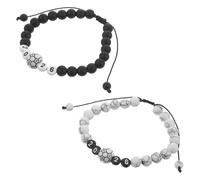 PENIKOKO 2 Stück Verstellbare Fußball Fans Armbänder Wm Freundschaftsschmuck Sportliches Soccer Party Zubehör für Jungen Mädchen in Weiß und Schwarz