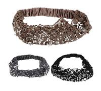 PENIKOKO 3 Stück Breites Damen Spitzen-stirnband mit Perlen Dehnbarer Rutschfester Haarwickel für Graue Haare Elegantes Florales Turban-accessoire für Alltag Party und Outdoor