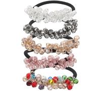 PENIKOKO 5 Stück Pack Elastische Haargummis mit Strasssteinen Geflochtene Kristall Haarbänder für Mädchen Glitzernde Flexible Pferdeschwanzhalter und Armband Haargummis für Alltag und