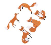 PENIKOKO Gestickte Fuchs Aufnäher 5er Set mit Hot Melt Kleber, kreative Stoffapplikationen für personalisierte Kleidung, Taschen und Hüte