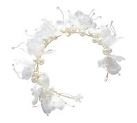 PENIKOKO Hochzeitsstirnband mit Perlen und Stoffblumen Brautfrisur Accessoire Haarschmuck für Damen Elegantes Stirnband für Partys und Besondere Anlässe