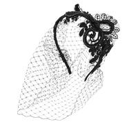 PENIKOKO Schwarzer Retro Fascinator Haarreif mit Netzschleier und Strass Vintage 1920 Stück Stil Brautschleier Stirnband für Hochzeit und Teeparty