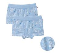 People Wear Organic 2er-Pack Boxershorts, Set "Unterwasserwelt", weiß-blau geringelt und bedruckt, aus Bio-Baumwolle 104