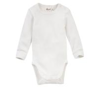 People Wear Organic Baumwolle-Wolle-Seide Langarm-Body, uni meliert Weiss 50/56