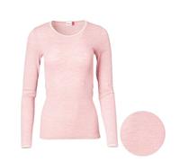 People Wear Organic Damen Baumwolle-Wolle-Seide Langarmshirt, rosa melange und wollweiß rose XS