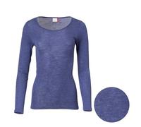 People Wear Organic Damen Wolle-Seide Langarmshirt, 6 Farben Blau XS