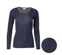 People Wear Organic Damen Wolle-Seide Langarmshirt, 6 Farben Dunkelblau XS
