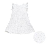 Gewebtes Stufenkleid weiß beblümt 74/80