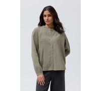 People Wear Organic Langarm Bluse, uni grün, Bio-Baumwolle L