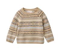 People Wear Organic Strick Pullover, Jacquard beige, Bio-Baumwolle 98/104