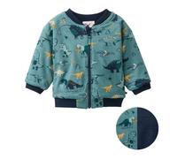 People Wear Organic Sweat Jacke wendbar, grün bedruckt, "Dinosaurier", Bio-Baumwolle 98/104