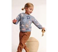 People Wear Organic Sweat Pullover, blau bedruckt, "floral", Bio-Baumwolle 98/104
