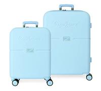 Pepe Jeans Accent Blue Kofferset 55/70 cm starres ABS integrierter TSA-Verschluss 116L 7,54kg 4 Doppelrollen Handgepäck