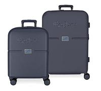 Pepe Jeans Accent Blue Kofferset 55/70 cm starres ABS integrierter TSA-Verschluss 116L 7,54kg 4 Doppelrollen Handgepäck