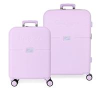 Pepe Jeans Accent Purple Kofferset 55/70 cm starres ABS integrierter TSA-Verschluss 116L 7,54kg 4 Doppelrollen Handgepäck