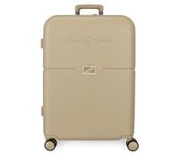 Pepe Jeans Accent Valise Cabine, Deux Fächer, aus widerstandsfähigem und leichtem Polypropylen, 4 Schwenkrollen, Sägereise mit laterale Kombination, Paar Joumma-Taschen, beige, 48x70x28 cms, Valise