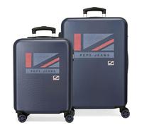 Pepe Jeans Aidan Koffer-Set, blau, 55/65 cm, starr, ABS-Kombinationsverschluss an der Seite 90, 7,54 kg, 4 Räder, Handgepäck