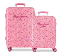 Pepe Jeans Alenka Kofferset, Rosa, 55/68 cm, starr, 5,65 kg, TSA-Verschluss, ABS, 5,65 kg, 126,66 l, ausziehbar, Handgepäck, Rosa, Talla única, Koffer-Set