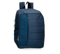 Pepe Jeans Ancor Laptop-Rucksack aus Polyester, breite Schultergurte, ergonomisch, gepolstert, perfekt auf den Rücken, von Joumma Bags, blau, Tagesrucksa