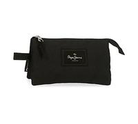 Pepe Jeans Aris Dreifach-Federmäppchen, 22 x 12 x 5 cm, Schwarz , 22x12x5 cms, Dreifach-Etui
