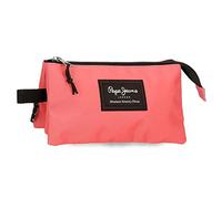 Pepe Jeans Aris Federmäppchen, dreifach, Rosa, 22 x 12 x 5 cm, Polyester, Rosa, Dreifach-Etui