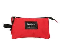 Pepe Jeans Aris Federmäppchen, dreifach, Rot, 22 x 12 x 5 cm, Polyester, Dunkelrot, Dreifaches Federmäpp