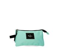 PEPE JEANS Aris Federmäppchen mit 3 Fächern, 22 x 12 x 5 cm, aus Polyester, Größe für Rucksack und Geldbörse, von Joumma Bags, Aquamarin, Talla única, Dreifaches Federmäpp