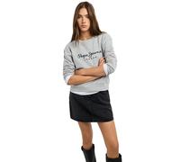 Sweatshirt PEPE JEANS "BADDY", Damen, Gr. XL, grau (marl grau), Sweatware, Obermaterial: 85% Baumwolle, 15% Polyester, bedruckt, unifarben, hüftbedeckend, Rundhals, Rippstrickbündchen, Sweatshirts Swe