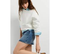 Sweatshirt PEPE JEANS "BALU", Damen, Gr. M, weiß (mousse weiß), Sweatware, Obermaterial: 70% Baumwolle, 30% Polyester, unifarben, hüftbedeckend, Rundhals, Rippbündchen, Sweatshirts Sweatshirt, Baumwol