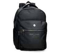 Pepe Jeans Berwick Adaptiver Laptop-Rucksack mit zwei Fächern 15.6 inches Schwarz 31x44x15 cm PU und Polyester 20.46L von Joumma Bags