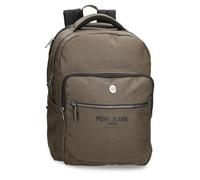 Pepe Jeans Berwick anpassbarer Laptop-Rucksack mit zwei Fächern 15.6 "Zoll Khaki 31x44x15 cm, PU und Polyester 20.46L von Joumma Bags