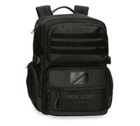 Pepe Jeans Bromley Laptop-Rucksack, anpassbar, 39,6 cm (15,6 Zoll), Schwarz, 28 x 40 x 16 cm, Polyester, 20,46 l, von Joumma Bags, Schwarz, Talla única, Verstellbarer Laptop-Rucksack