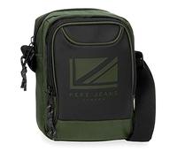 Pepe Jeans Bromley LDN Umhängetasche, mittelgroß, Grün, 17 x 22 x 8 cm, Polyester mit Details aus Kunstleder