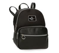 Pepe Jeans Christine Casual Rucksack, Schwarz, 20 x 25,5 x 10 cm, Polyester, mit Details aus Kunstleder von Joumma Bags, Schwarz, Talla única, Lässiger Rucksack