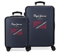 Pepe Jeans Clark Kofferset, Blau, 55/65 cm, starr, ABS-Kombinationsverschluss, 56 l, 7,54 kg, 4 Räder, Handgepäck, blau, Talla única, Kofferset