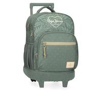 Pepe Jeans Coralie Compact Rucksack mit 2 Rädern, Grün, 32 x 43 x 21 cm, Polyester, 28,9 l, von Joumma Bags, grün, Talla única, Kompakter Rucksack mit 2 Rädern